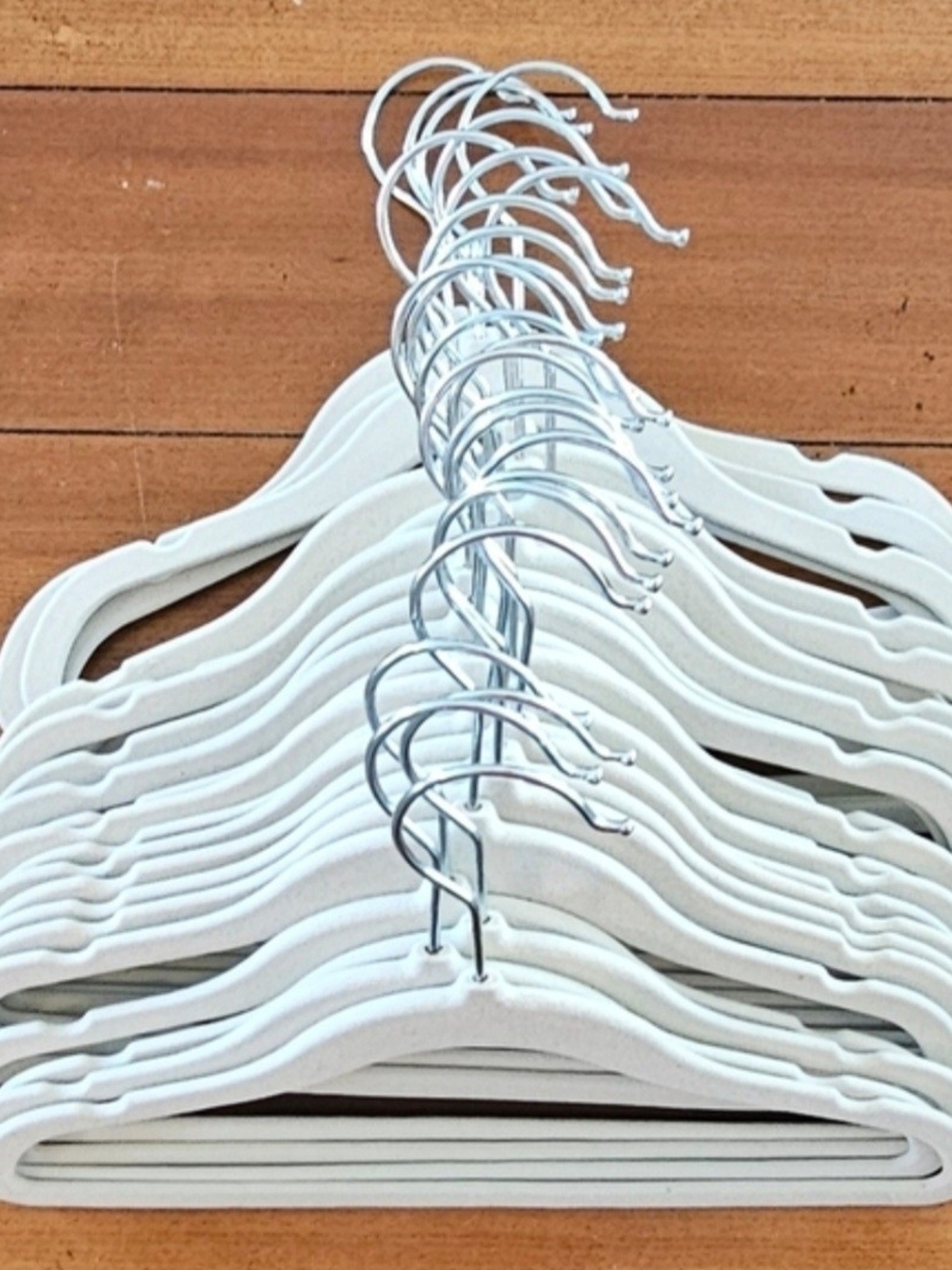 White Velvet Slimline Clothes Hangers - 24 Pack